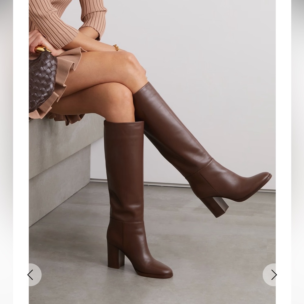 NINE WEST Women's Dortha Square Toe Block Heel Dress Boots brown Tall boots